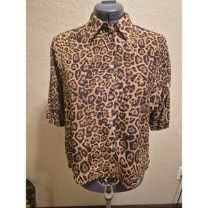 Olivaceous Leopard Print Button-Up Shirt S